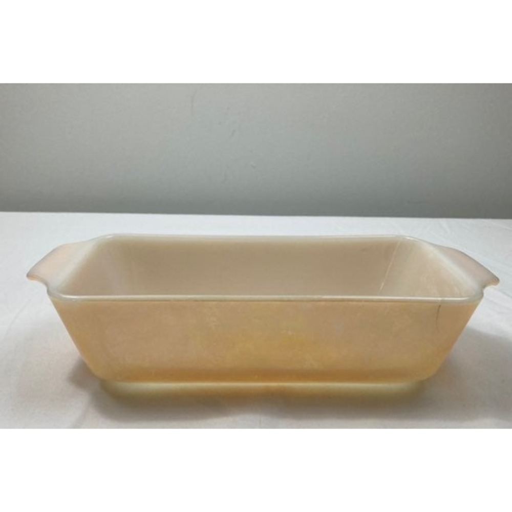 Vintage Fire King Lustreware Bread Loaf Baking Dish Milk‎ Glass Peach 1qt